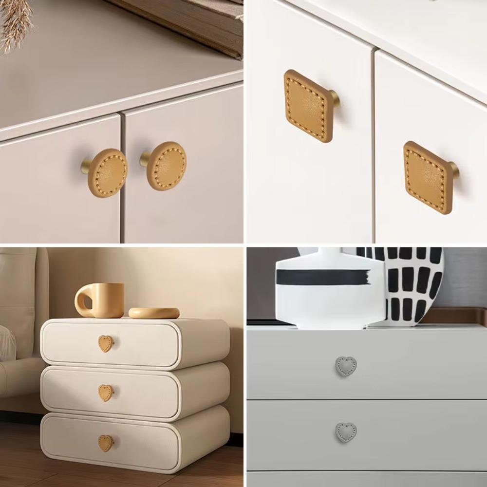 Small Leather Drawer Handle Zinc Alloy Heart Shaped Handle New Small Hole Handle Bedside Cabinet