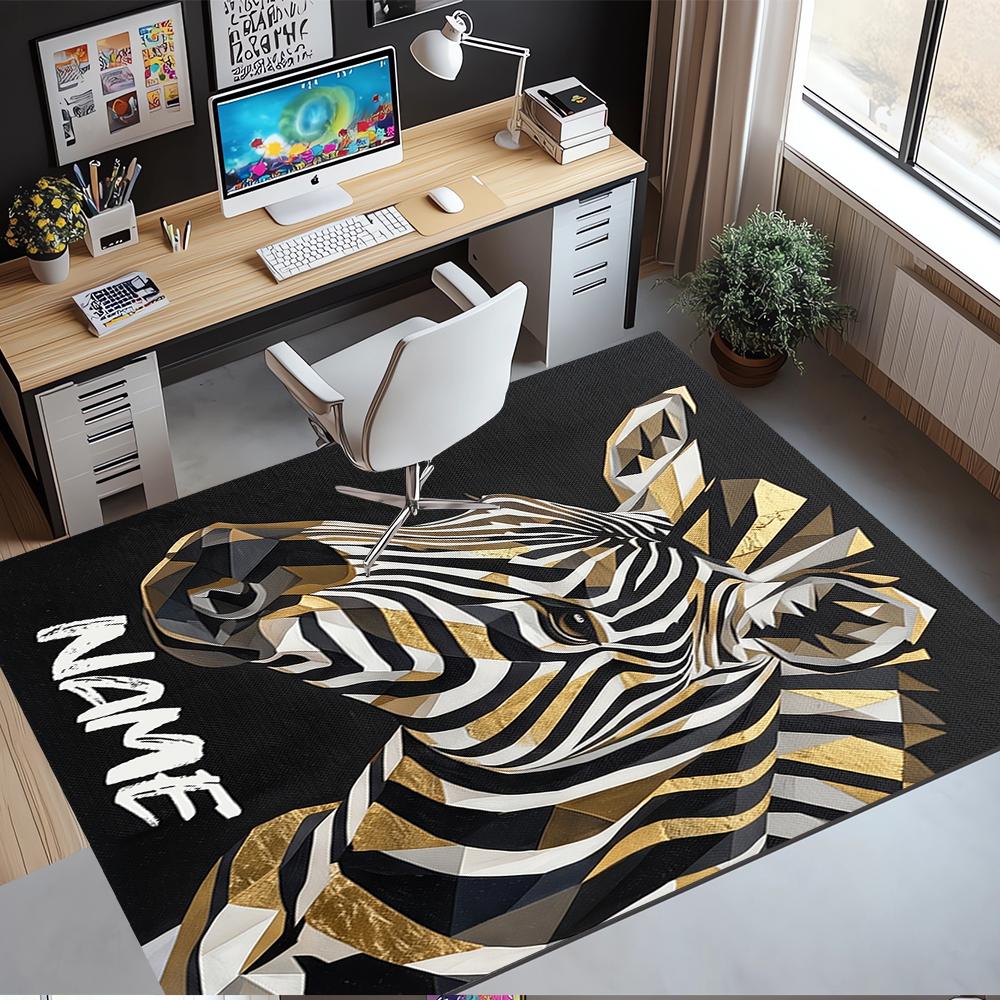 Custom Name LNTB002260915X1003==Zebra Printed Carpet,Rug for Office Chair Living Room Bedroom Kitchen Room Decor Gifts.