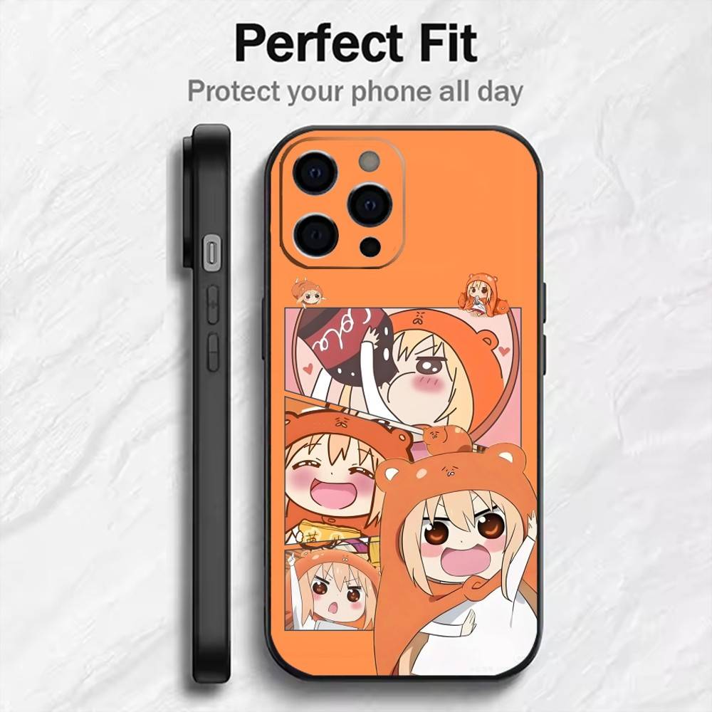 Anime Girl Umaru D-Doma  Phone Case For iPhone17,16,15,14,13,12 Plus,Max Soft Silicone Black Cover