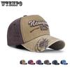 Berretto da Baseball in Denim Lavato Vintage da Uomo Ricamato Usurato Cappello da Papà Regolabile Casual Cappellino da Trucker