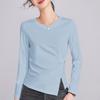 Spring and Autumn New Crew Neck Irregular Long Sleeve Women's Slim Pleated Design Niche Bottom Shirt Top