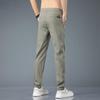 Ice Silk Men's Pants Summer  Black Gray Thin Business Casual Pants Outdoor Elastic Breathable Straight Leg Sweatpants