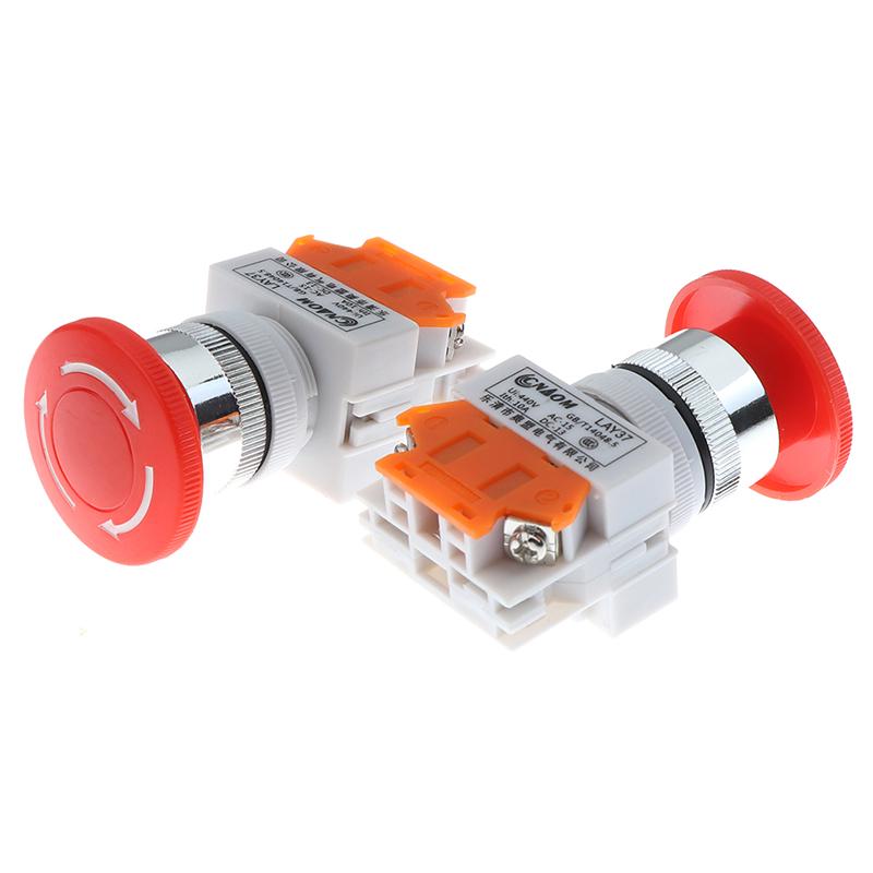 1Pc Red Mushroom Cap Normally Closed Emergency Stop Push Switch Button 10A Lay37