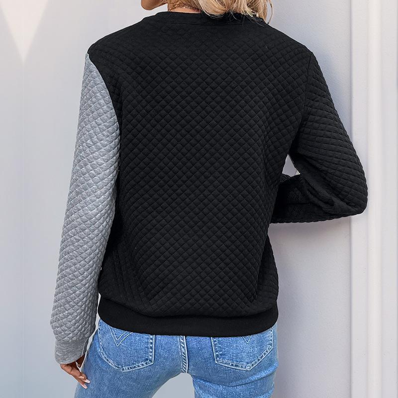 Casual Comfort and Versatility Autumn Color Collision Sweater Colorblocking Pullover Stand-up Collar Sweater Women