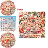 Original 50 Christmas Party Stickers Cute Cartoon Designs Colorful Waterproof Adhesive