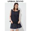 UR Women's Ruffle Trim Sleeveless Denim Shirt
