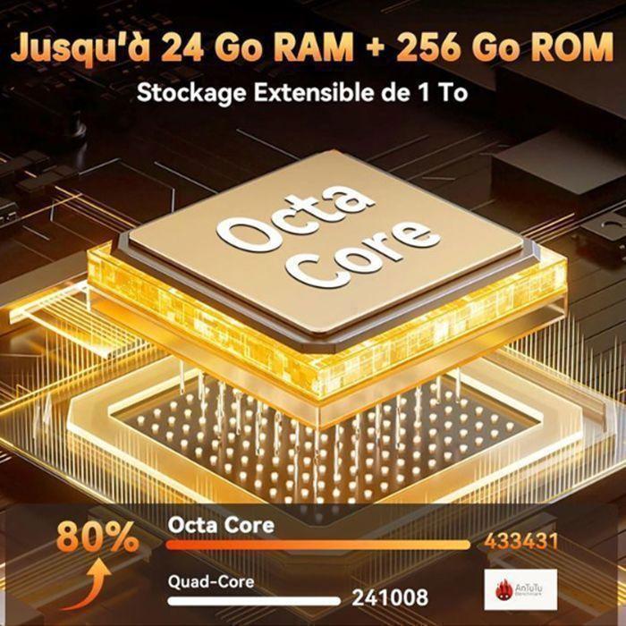 OUKITEL G7 Smartphone Incassable 24GB+256GB 10600mAh 6,52'' Android 16 64MP Telephone Portable Incassable Dual SIM 4G/NFC, Noir - Very Good Condition