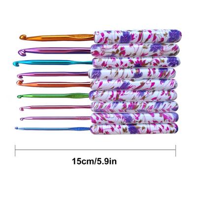 9 Pcs Crochet Hook Set 2.5-6.0mm Crochet Needle Printed Knitting Needle Set Crochet Accessories for Handicraft