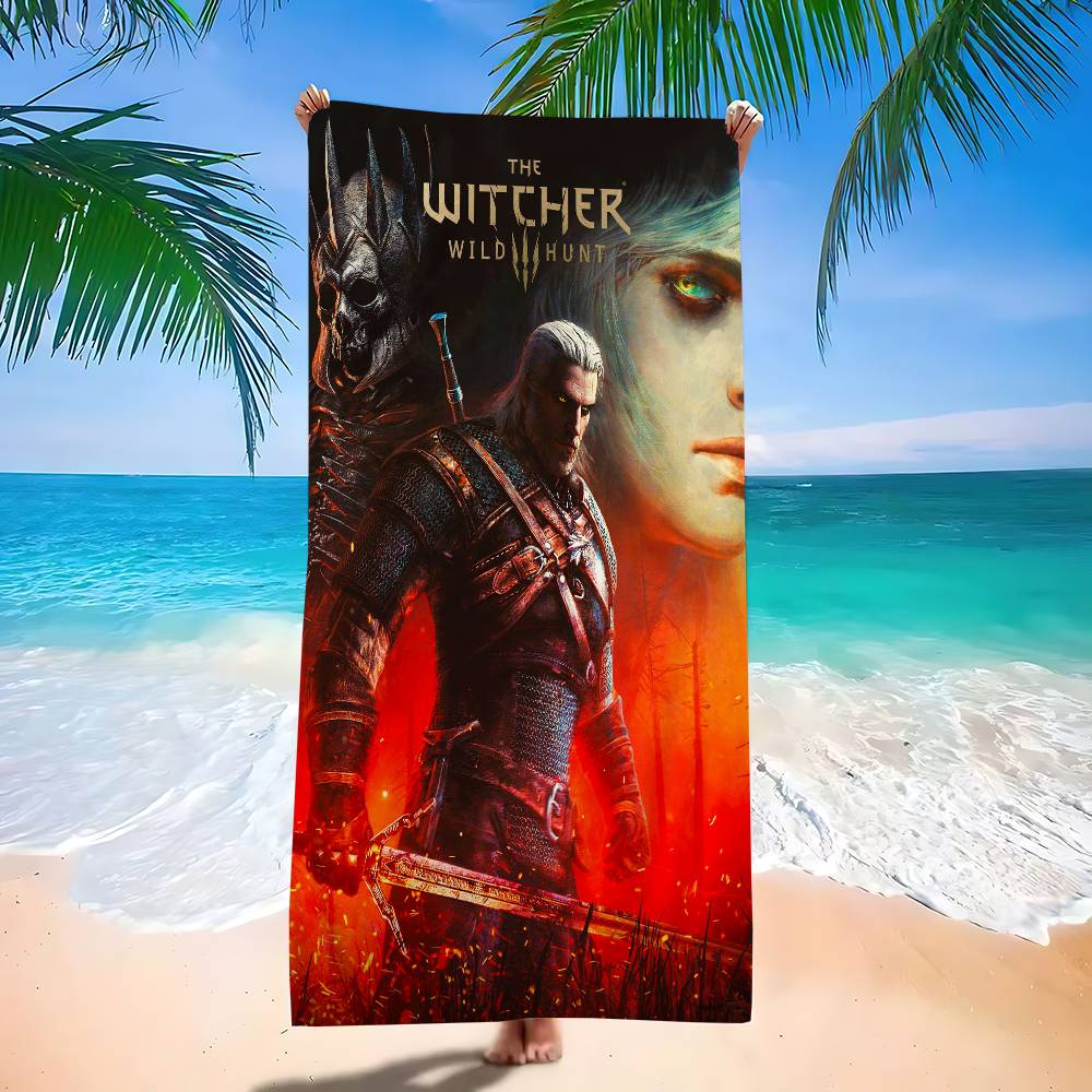The W-Witcher 3 W-Wild Hunt Game Microfiber Blanket Quick Drying Beach Towels Oversized Super Absorbent Pool Towel Blanket