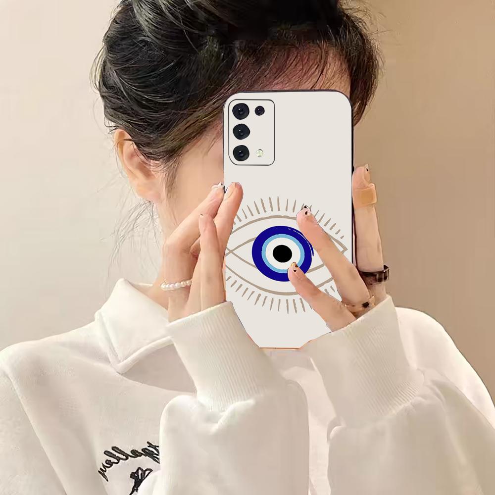 Vintage Evil Eyes Blue Phone Case For Samsung S25 Edge S24 S23 S22 S21 S20 Ultra Plus Fe Galaxy A54 A53 A34 A25 A16 Silicon Cove
