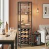 Wine Bar Cabinet with Drawer, Industrial Bar Cabinet, Wine Rack for 12 Bottles, Glass Holder, Rustic Brown
