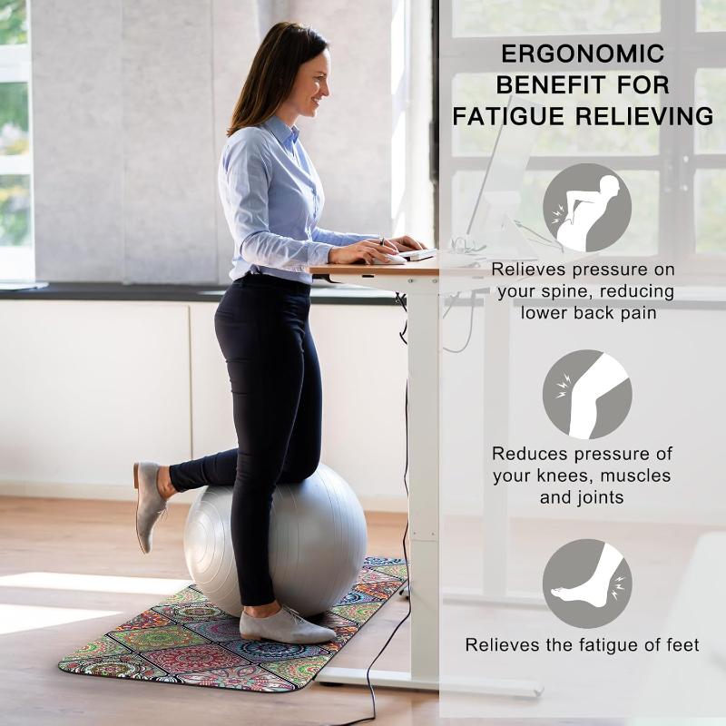 Protiúnavové kuchyňské rohože, Protiskluzové sady rohoží ve stylu farmhouse, Vodotěsná kuchyňská rohož na podlahu, Polstrovaná rohož na stání do kanceláře, prádelny, k umyvadlu, ke stolu