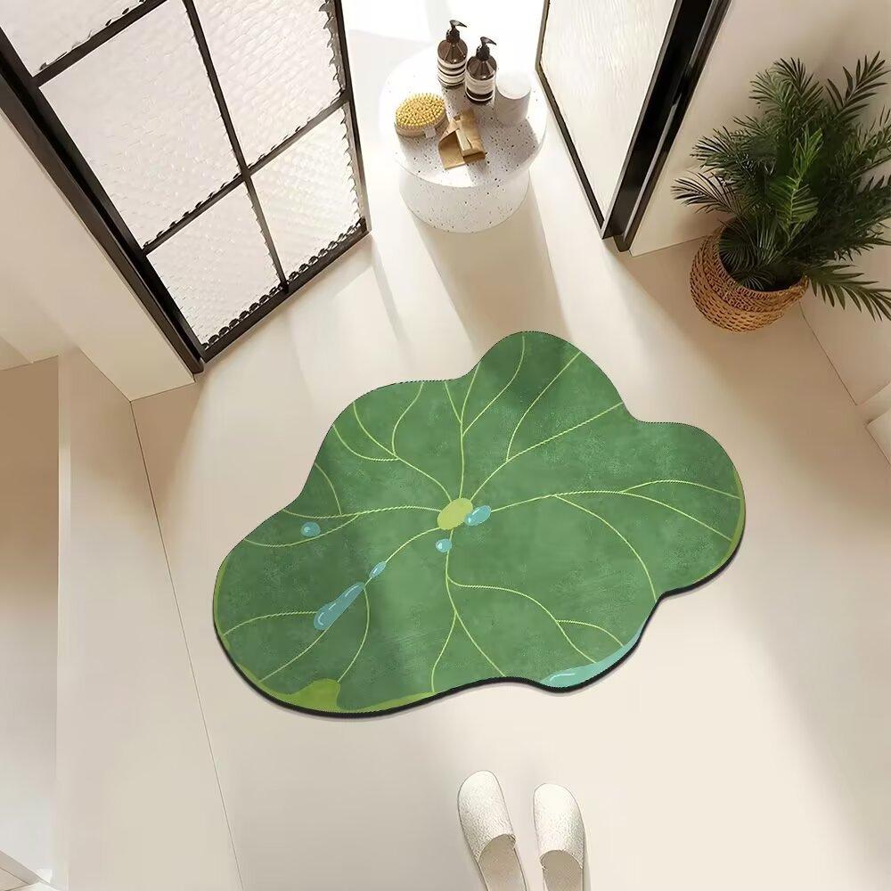 Toilet Entrance Absorbent Floor Mat Plantain Leaf Diatom Mud Bathroom Floor Mat Shower Room Washbasin Quick Drying Non-Slip Mat