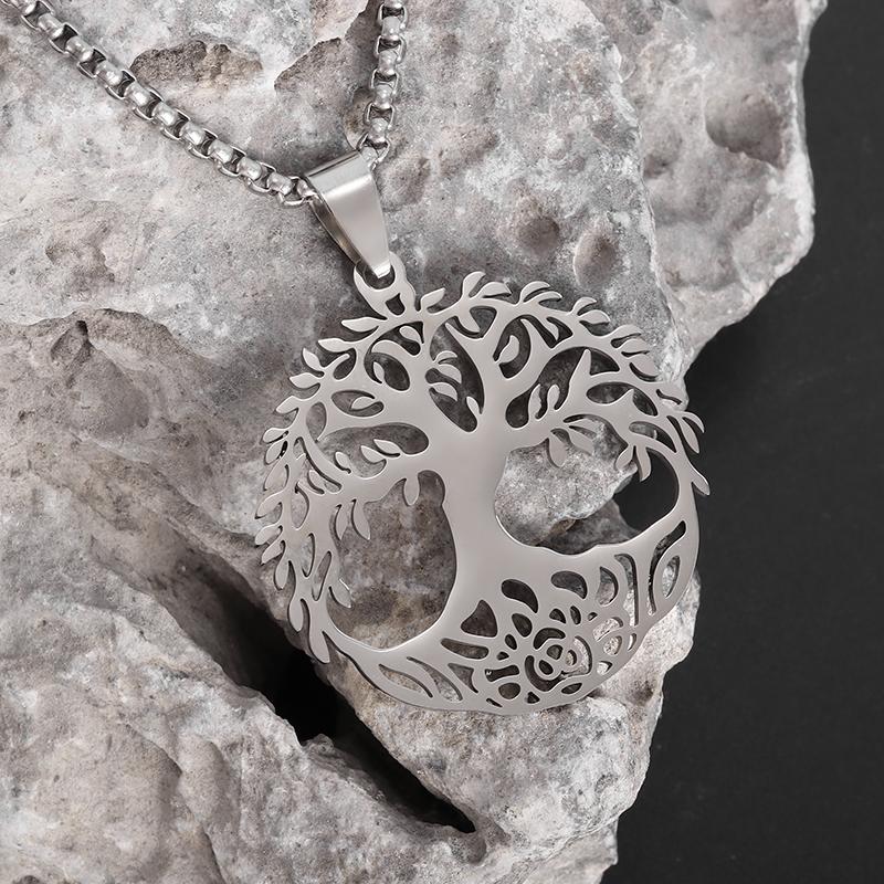 Модный подвеска  Древо Жизни  из нержавеющей стали Ретро Ожерелье  Мировое Древо  Мужчины Женщины Счастливый Амулет Украшения