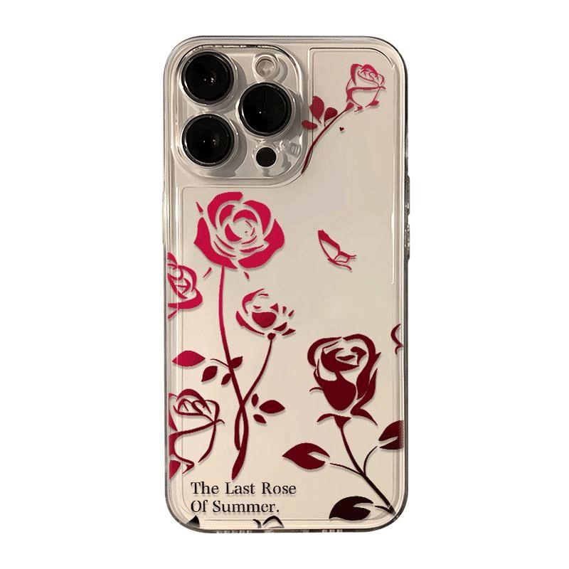 Retro Flowers Phone Case IPhone 16 Pro Max Case IPhone 15 13 11 12 14 Pro Max 14 15 16 Plus Rose Print Simple TPU Softshell
