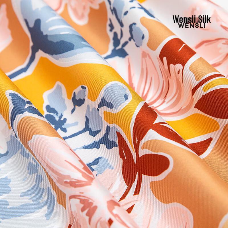 WENSLI Women's 100% Mulberry Silk Square Scarf