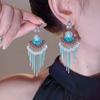 Bohemian Fashion Retro Fringed Long Earrings High Sense Water Drop Niche Exaggerated Earrings Luxury Earrings Women