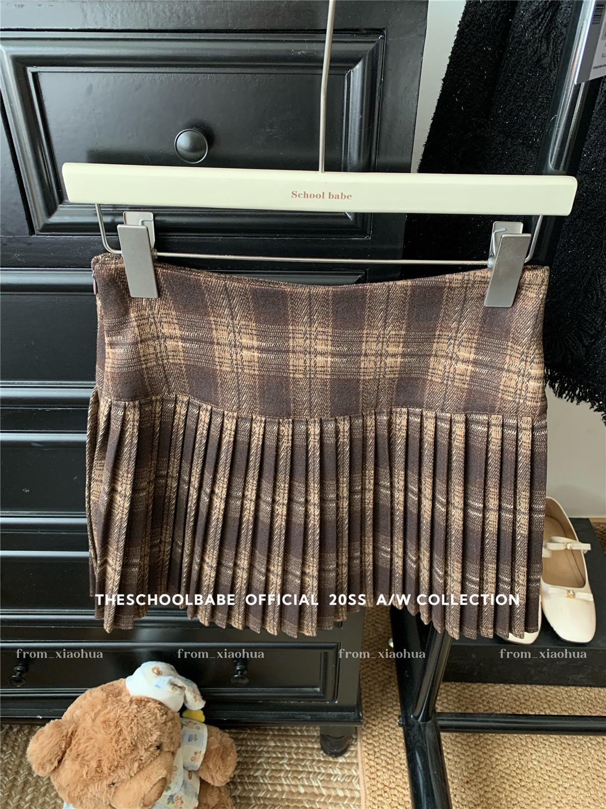 Vintage Plaid Wool Pleated A-Line High-Waisted Culottes Skirt for Women Medium