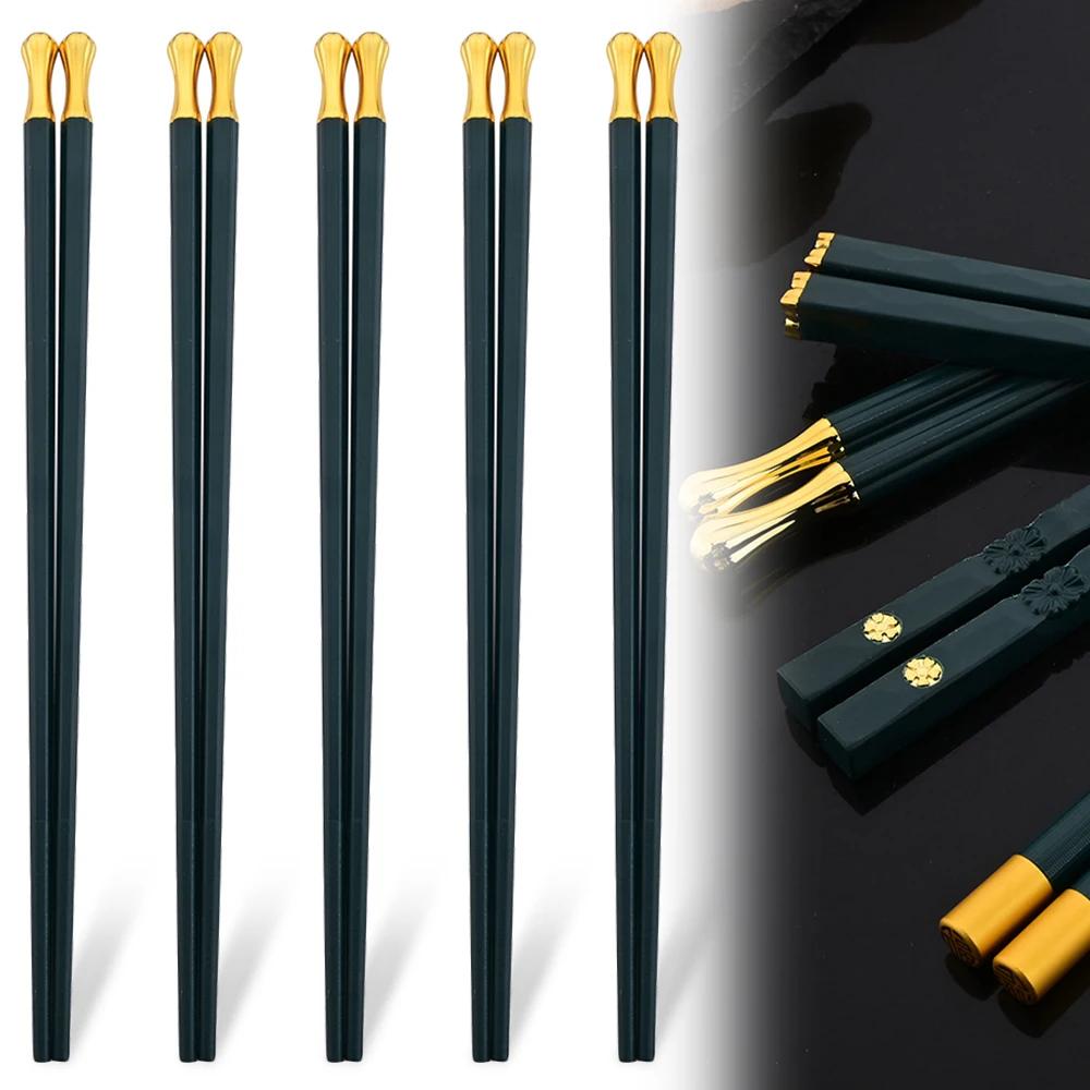 5 Paar hochwertige japanische rutschfeste Essstäbchen für koreanisches Zuhause, Hotel, Restaurant, tragbare gesunde Lebensmittelstäbchen für Sushi-Stäbchen