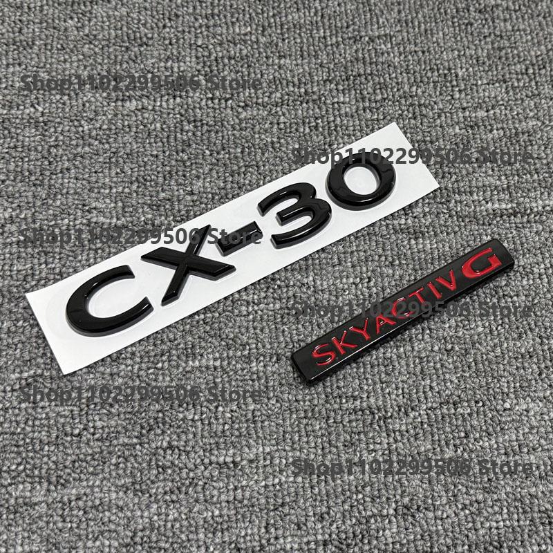For Mazda CX-30 Black Front Logo CX30 Rear logo,SKYACTIV G E SKYACTIV X AWD Car Letter Badge Logo Trunk Decorative Sticker