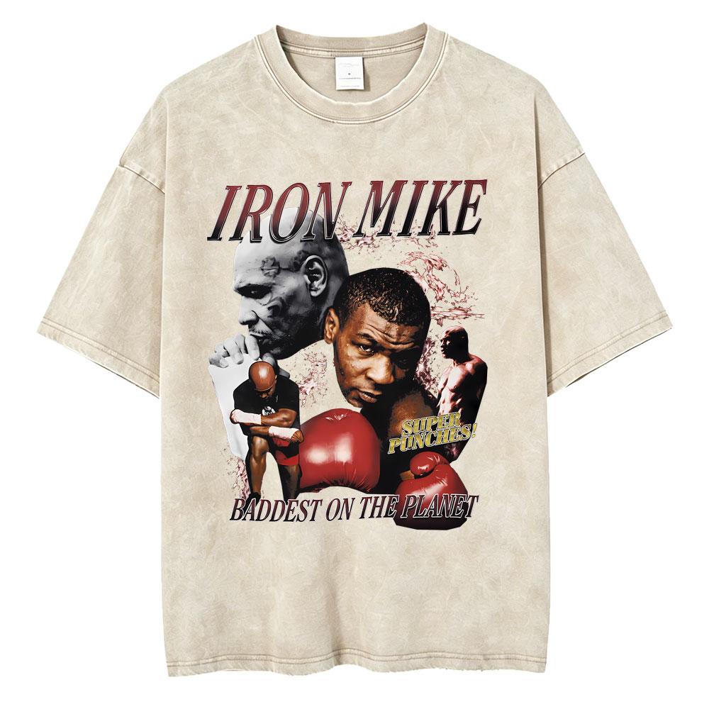 Gewaschenes Vintage Mike Tyson Prime Merch T-Shirt Herrenkleidung Hip Hop Gothic Rock T-Shirt Herren Fitnessstudio Übergroße T-Shirts Oberteile
