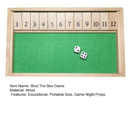 Shut The Box Brettspiel mit 12 Zahlen Lernwürfel Strategiespiel