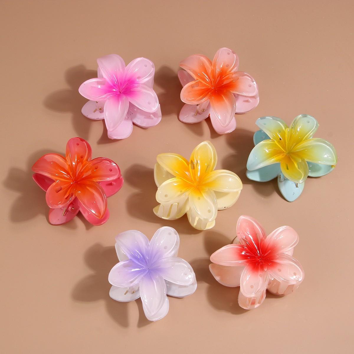 

European and American cross-border Plumeria Clip Bauhinia Hair Clip Festival High-end Women s Shark Magenta-8cm