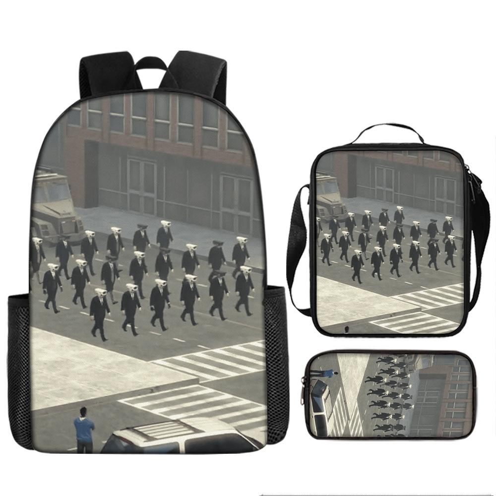 Luxe Nieuwigheid Bijzonder Cool Skibidi Toilet 3D Print 3 stuks/Set leerling Schooltassen Laptop Dagrugzak Rugzak Lunchtas Etui