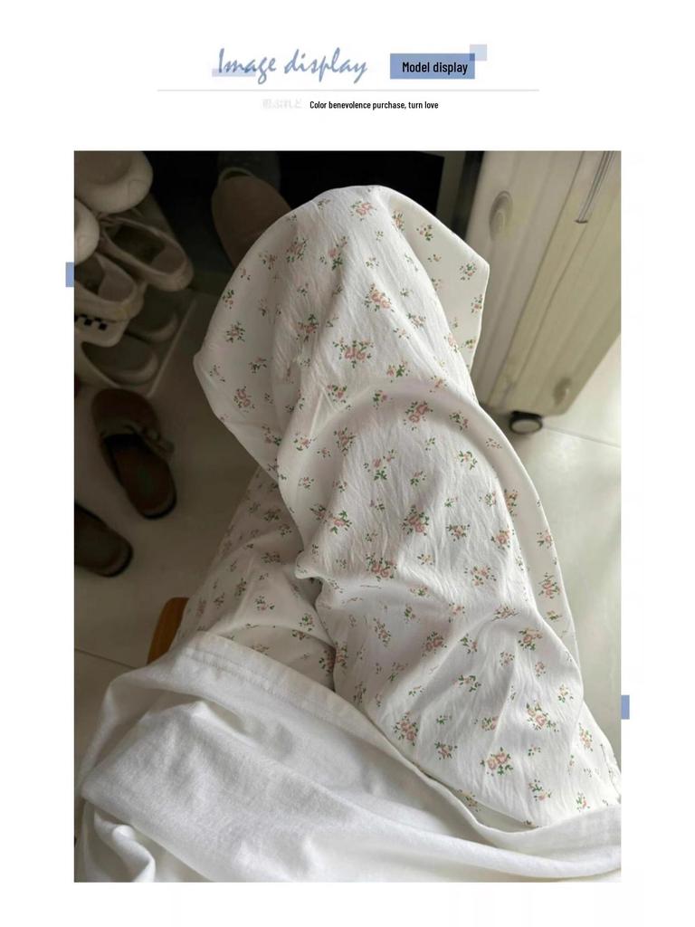 Women's White Ice Silk Floral Wide-Leg Pants - Yamamoto 2025 Collection for Spring, Summer, and Autumn - Casual, Petite, Textured Design