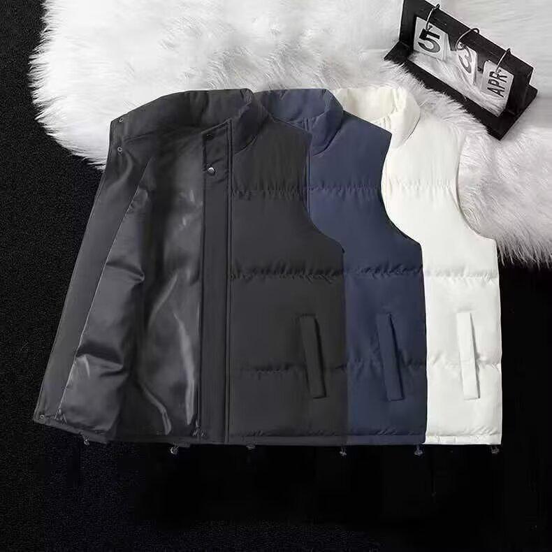 Men's Trendy Stand Collar Cotton Vest - Autumn/Winter Thick Sleeveless Jacket