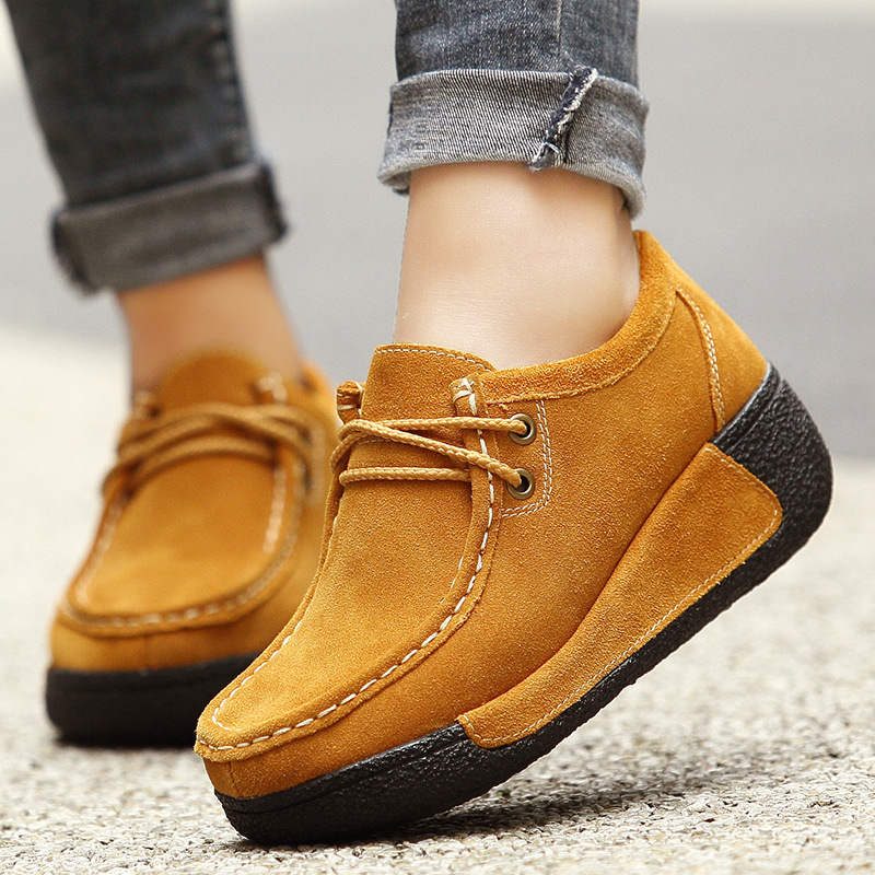 Autumn Thick Bottom Platform Sneakers Women Shoes Suede Leather Casual Shoes Women Tassels Zapatos Mujer Loafer 3351/3352