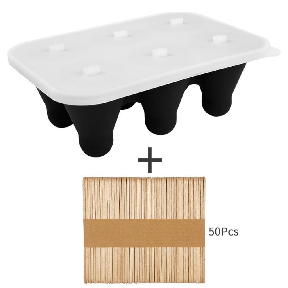 

6 ячеек Силиконовая форма для мороженого Многоразовая форма для эскимо Контейнер для льда Форма для подноса для мороженого Кухонные гаджеты чёрный