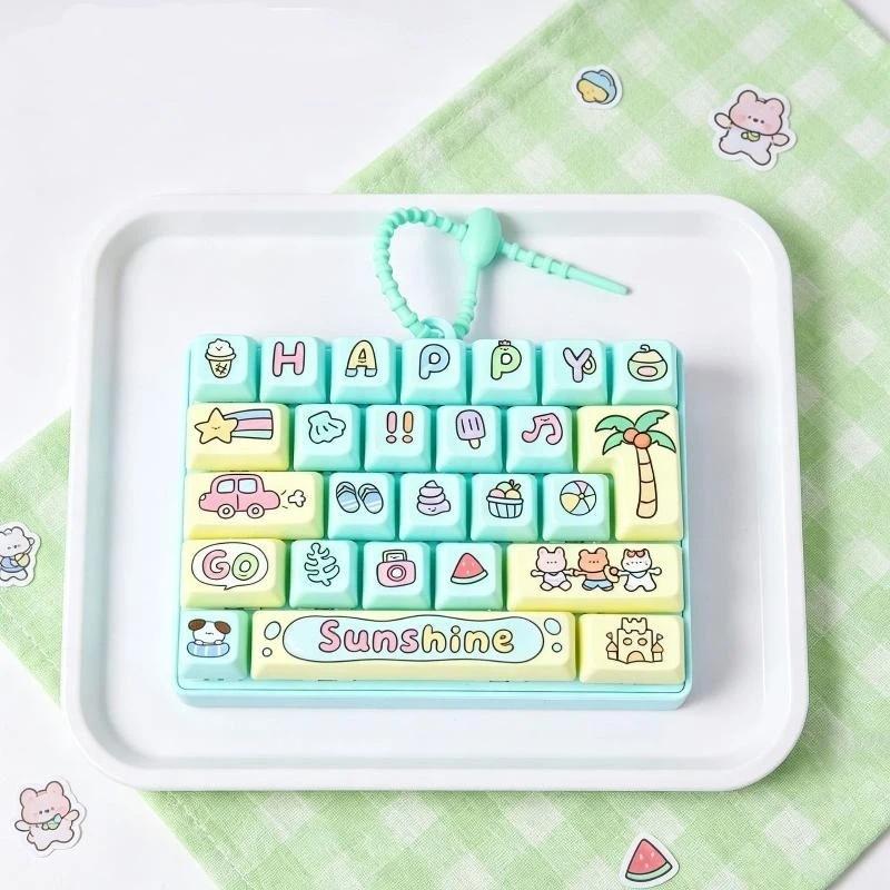 26-Tasten Fidget-Button Schlüsselanhänger BPA-freies sensorisches Dekompressionsspielzeug Wasserdichter Taschenanhänger für Outdoor-Ausflüge