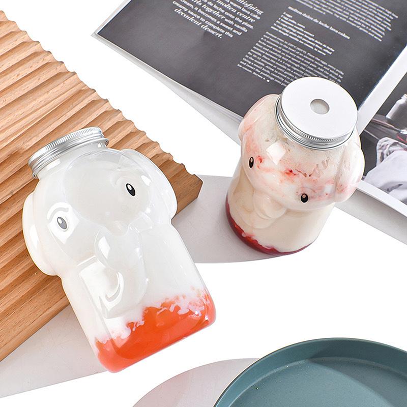 350Ml Elephant Water Bottles For Milk Tea Coffee Juice Portable Drinking Cup Home Transparent Juicing Beverage Drink Bottle