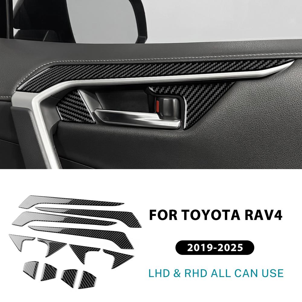 Real Soft Carbon Fiber Sticker For Toyota RAV4 XA50 2019 2020 2021 2022 2023 2024 2025 LHD RHD Car Inner Door Handle Trim Panel