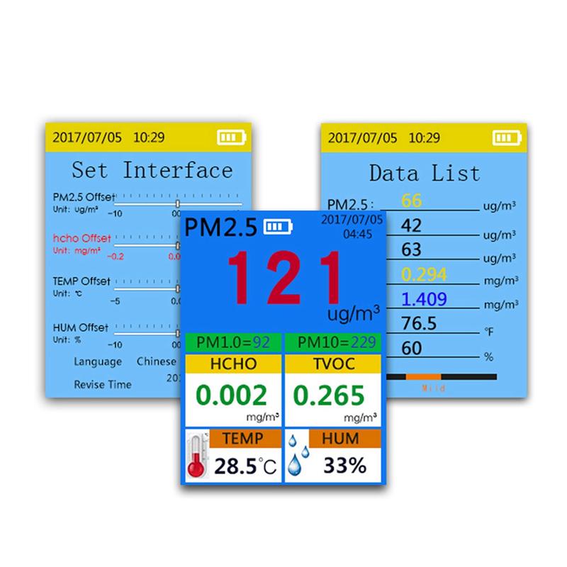 A96I-2X 9 In 1 Air Quality Monitor Indoor Outdoor PM2.5, PM1.0, PM10, HCHO, Detector Tester Temperature And Humidity Sensor