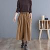 Women's Corduroy Skirt Pants with Elastic Waist Loose Slim Versatile, Wide Leg, Seven Point Length