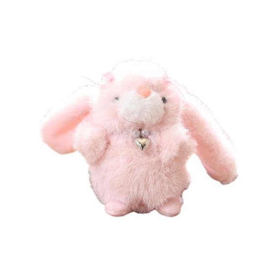 Doll Pendant Keychain Cartoon Rabbit Plush Keyring with Heart Necklace Car Key Holder Pendant Backpack Accessories