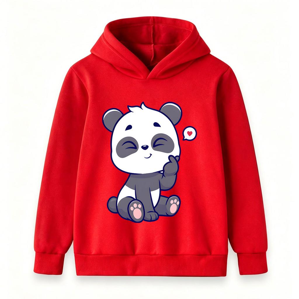 Kids Boys Girls Cute Panda Print Pullover Hoodie, Casual Soft Cozy Long Sleeve Sweatshirt with Smiling Lovely Panda Pattern for Toddler Child Daily