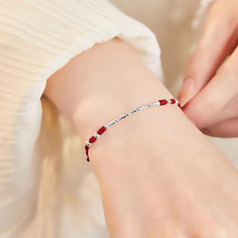 Lucky Bamboo Handmade Braided Red String Bracelet For Couple Women Adjustable Bracelet For Best Friends Lovers Gifts