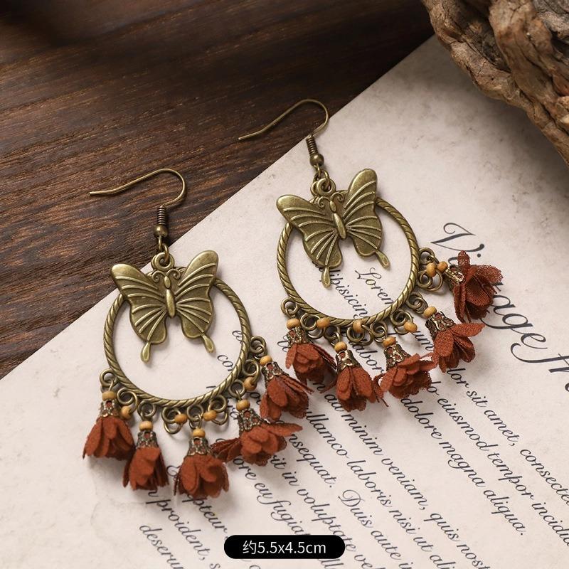 Pendientes bohemios vintage diseño nicho pendientes largos con flecos pendientes de vacaciones mujeres