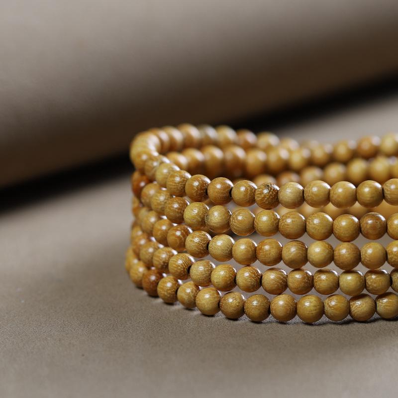 Green Sandalwood 4mm Multi-Turn Buddhist Beads Bracelet for Men & Women, Purple Light Rosary Jewelry