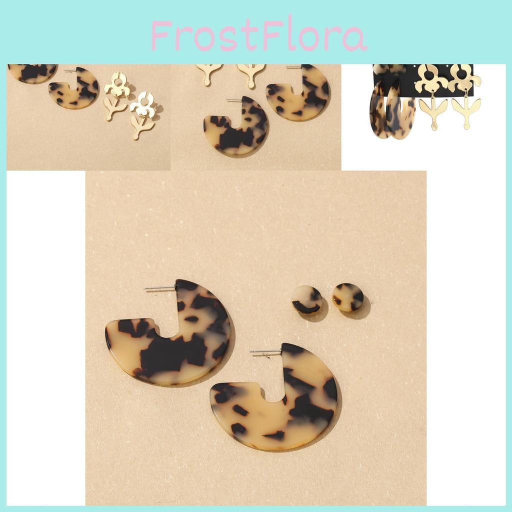 Elegant Leopard Print Acetate Earrings Unique Alloy Star Shape For Trendy Women