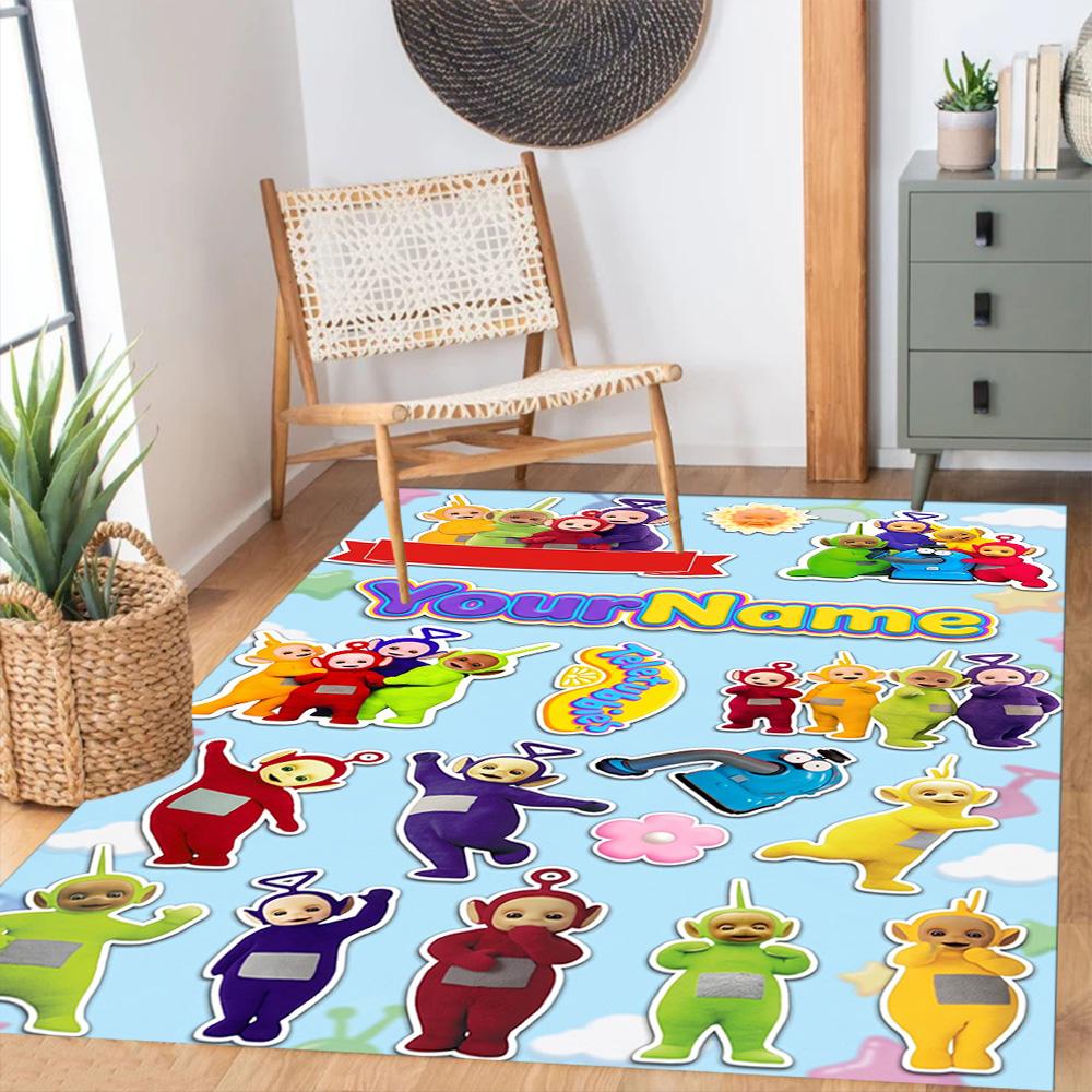 Teletubbies Personalized Text Area Rug Design for Entryway Kitchen Hallway Bedrooms Antislip Carpet Decorate Offices Birthday/Christmas Gift