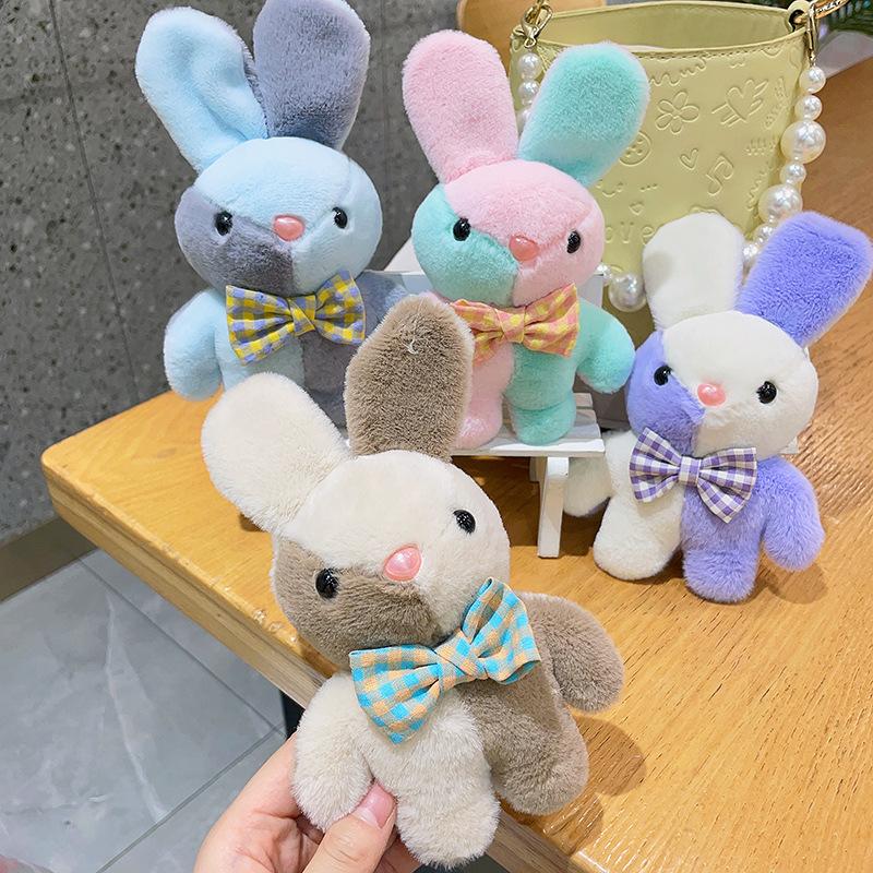 Cartoon Kawaii Colorful Rabbit Plush Doll Keychain Pendant Creative Ins Cute Soft Rabbit Plush Backpack Pendant Birthday Gift