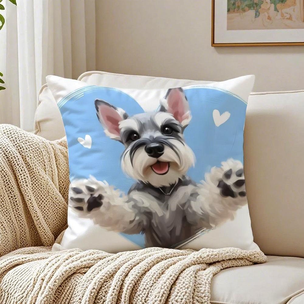 Miniature Schnauzer Pillow Cute Bearded Dog Cushion Cushion Cover Pillowcase Anti-Dustmite Living Room Sofa Decor Cushion Room
