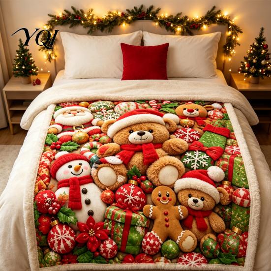 Soft Texture Blanket for Couch Teddy Bear Floral Print Blanket, Super Plush Throw Cute Bunny Personalized Space Decoration Puppy Pattern, Cozy Flannel