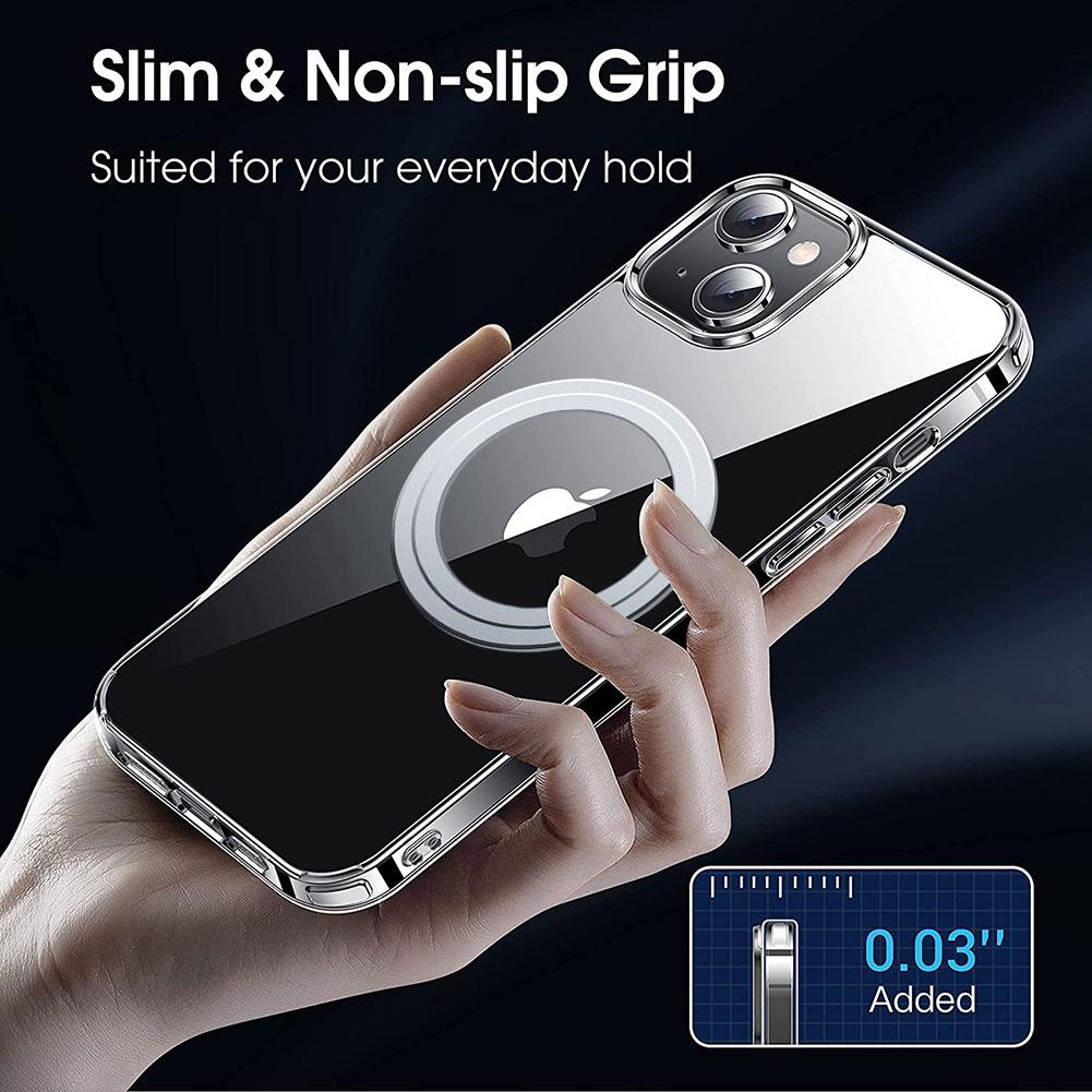 For iPhone 14 Magnetic Clear Case Compatible with MagSafe TPU+PC Protective Phone Cover