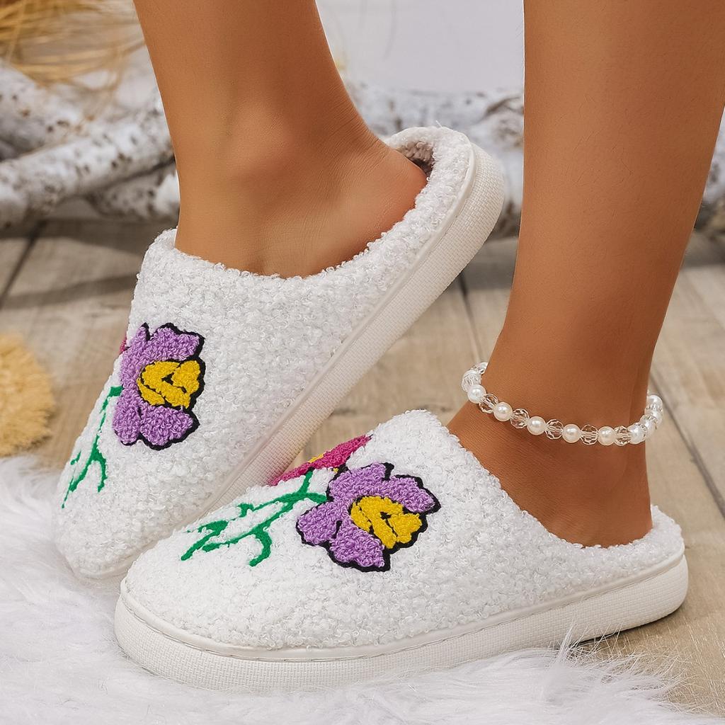 Fashion Women Winter Slippers Romantic Rose Home Warm Passionate Love Comfortable Leisure Anti Slip Cotton Shoes Lover Girlfriend Gift