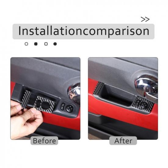 Carbon Fiber Review Mirror Adjustment Switch Frame Trim For Fiat 500 2011-22